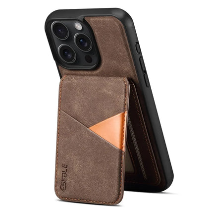 ESEBLE E2 For iPhone 16 Pro Max Magnetic Case RFID Blocking Retro Leather Back Cover with Detachable Card Holder