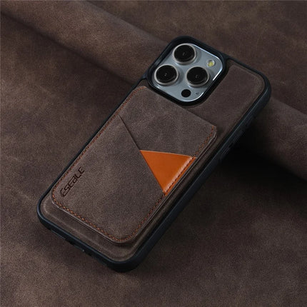 ESEBLE E2 For iPhone 16 Pro Max Magnetic Case RFID Blocking Retro Leather Back Cover with Detachable Card Holder