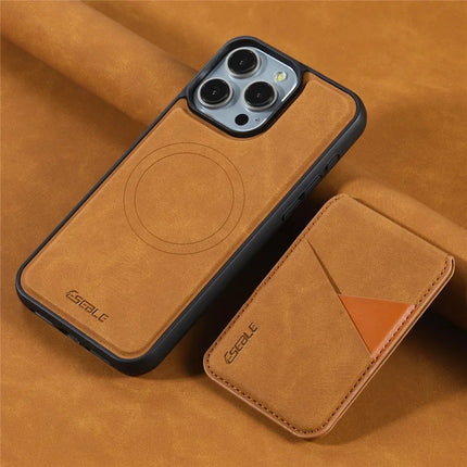 ESEBLE E2 For iPhone 16 Pro Magnetic Case RFID Blocking Retro Leather Back Cover with Detachable Card Holder