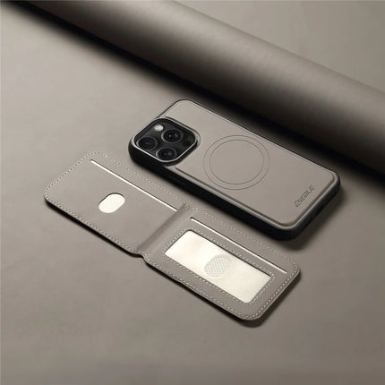 ESEBLE E3 For iPhone 16 Pro Max Magnetic Case with Detachable Card Holder Leather + TPU RFID Blocking Phone Cover