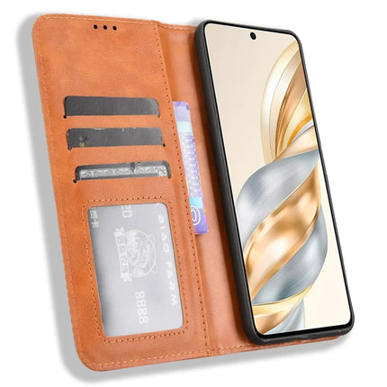 For Honor X9c Smart 5G / X60 5G Leather Case Wallet Stand Retro Texture Phone Cover