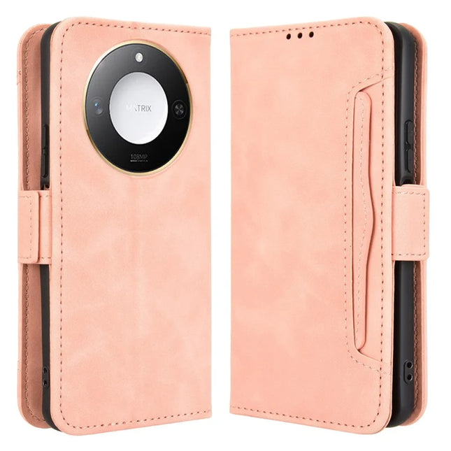 For Honor X9c Smart 5G / X60 5G Leather Case Phone Wallet Cover with Multiple Card Slots - Pink