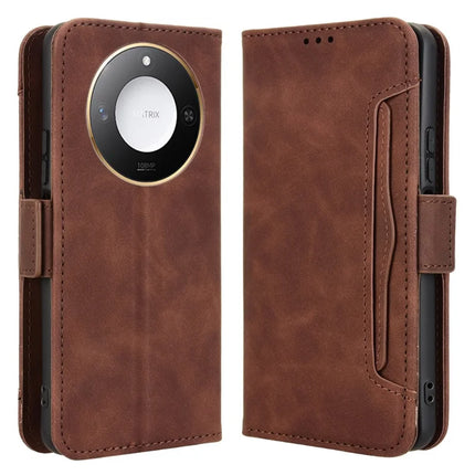 For Honor X9c Smart 5G / X60 5G Leather Case Phone Wallet Cover with Multiple Card Slots - Brown