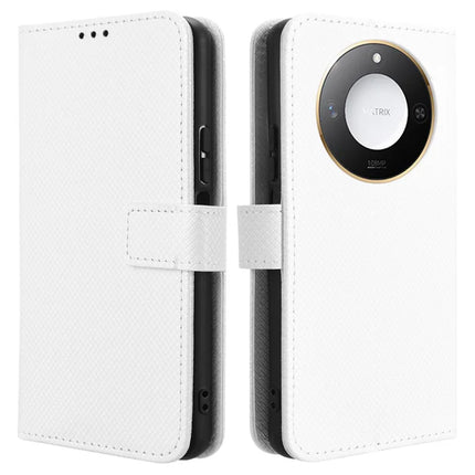For Honor X60 5G / X9c Smart 5G Case PU Leather Diamond Texture Wallet Phone Cover - White