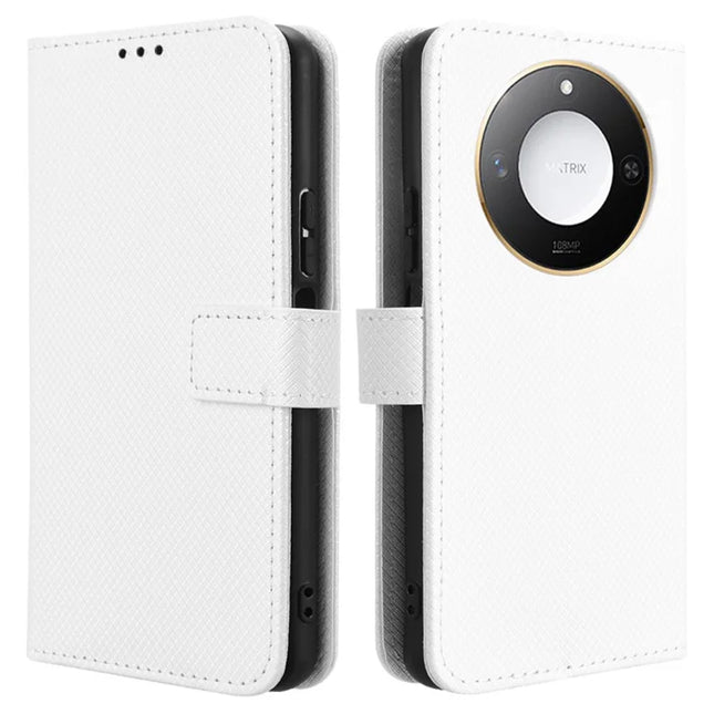 For Honor X60 5G / X9c Smart 5G Case PU Leather Diamond Texture Wallet Phone Cover - White