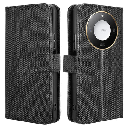 For Honor X60 5G / X9c Smart 5G Case PU Leather Diamond Texture Wallet Phone Cover - Black