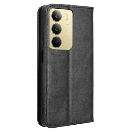 For Realme C75 Leather Case Wallet Stand Retro Texture Phone Cover