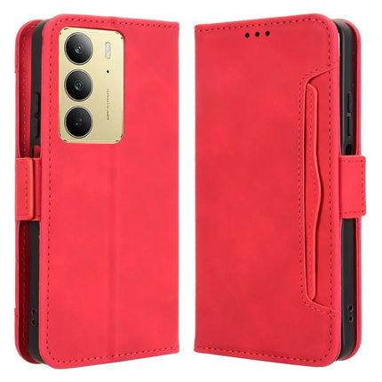 For Realme C75 Leather Case Phone Wallet Cover with Multiple Card Slots - Red