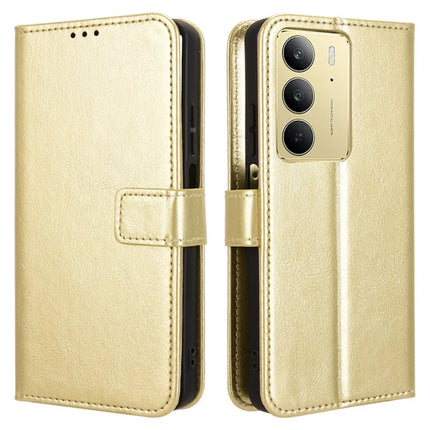 For Realme C75 Case Crazy Horse Texture PU Leather Phone Wallet Cover - Gold