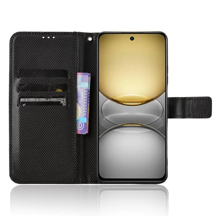 For Realme C75 Case PU Leather Diamond Texture Wallet Phone Cover
