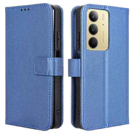 For Realme C75 Case PU Leather Diamond Texture Wallet Phone Cover - Blue
