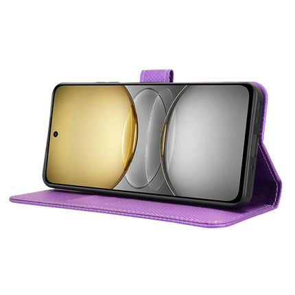For Realme C75 Case PU Leather Diamond Texture Wallet Phone Cover