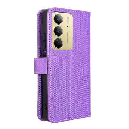 For Realme C75 Case PU Leather Diamond Texture Wallet Phone Cover