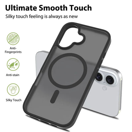 For iPhone 16 Plus Compatible with MagSafe TPU Frame Acrylic Back Phone Cover Skin Touch
