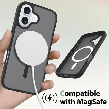 For iPhone 16 Plus Compatible with MagSafe TPU Frame Acrylic Back Phone Cover Skin Touch