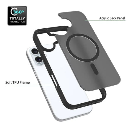 For iPhone 16 Plus Compatible with MagSafe TPU Frame Acrylic Back Phone Cover Skin Touch