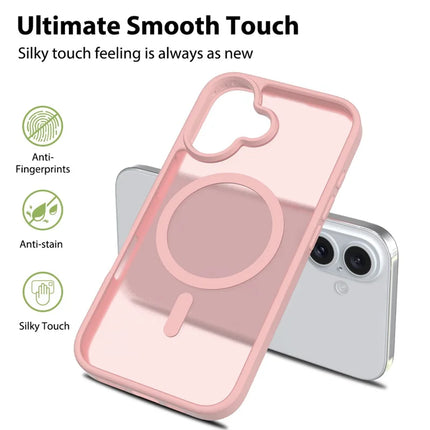 For iPhone 16 Plus Compatible with MagSafe TPU Frame Acrylic Back Phone Cover Skin Touch