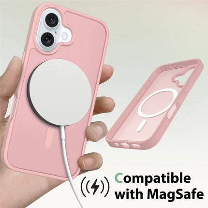 For iPhone 16 Plus Compatible with MagSafe TPU Frame Acrylic Back Phone Cover Skin Touch