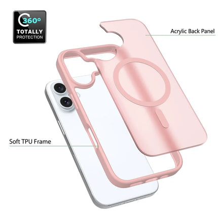 For iPhone 16 Plus Compatible with MagSafe TPU Frame Acrylic Back Phone Cover Skin Touch