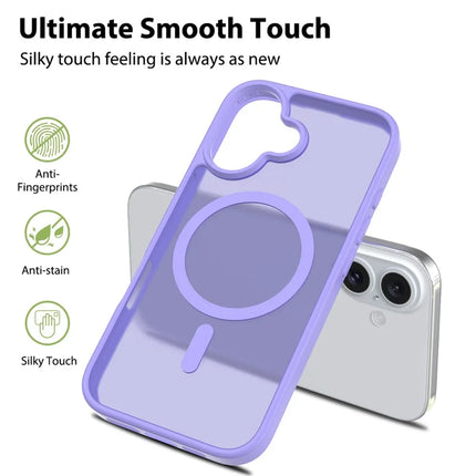 For iPhone 16 Plus Compatible with MagSafe TPU Frame Acrylic Back Phone Cover Skin Touch