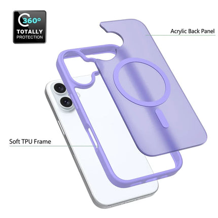 For iPhone 16 Plus Compatible with MagSafe TPU Frame Acrylic Back Phone Cover Skin Touch