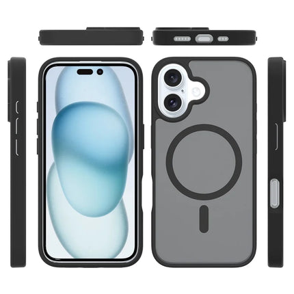 For iPhone 16 Plus Compatible with MagSafe TPU Frame Acrylic Back Phone Cover Skin Touch