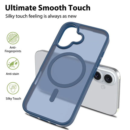 For iPhone 16 Plus Compatible with MagSafe TPU Frame Acrylic Back Phone Cover Skin Touch