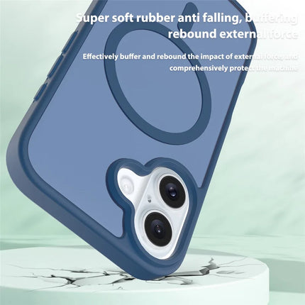 For iPhone 16 Plus Compatible with MagSafe TPU Frame Acrylic Back Phone Cover Skin Touch
