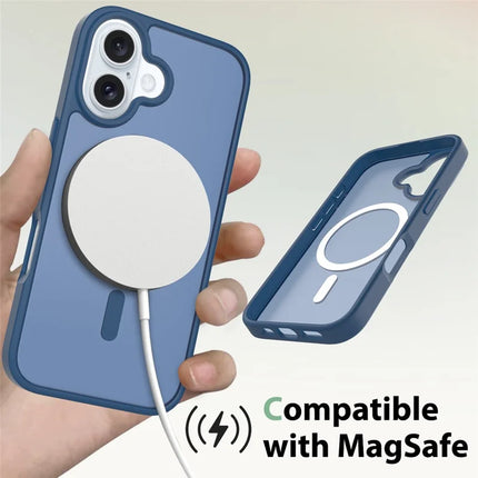 For iPhone 16 Plus Compatible with MagSafe TPU Frame Acrylic Back Phone Cover Skin Touch