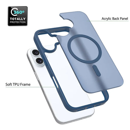 For iPhone 16 Plus Compatible with MagSafe TPU Frame Acrylic Back Phone Cover Skin Touch