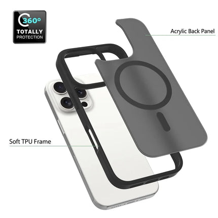 For iPhone 16 Pro Compatible with MagSafe TPU Frame Acrylic Back Phone Cover Skin Touch