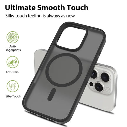 For iPhone 16 Pro Max Compatible with MagSafe TPU Frame Acrylic Back Phone Cover Skin Touch