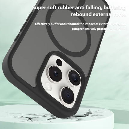 For iPhone 16 Pro Max Compatible with MagSafe TPU Frame Acrylic Back Phone Cover Skin Touch