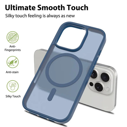 For iPhone 16 Pro Max Compatible with MagSafe TPU Frame Acrylic Back Phone Cover Skin Touch