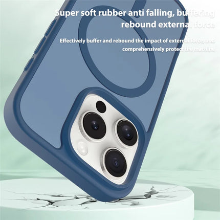For iPhone 16 Pro Max Compatible with MagSafe TPU Frame Acrylic Back Phone Cover Skin Touch