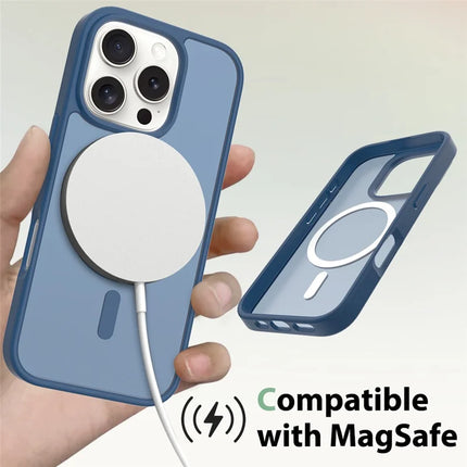 For iPhone 16 Pro Max Compatible with MagSafe TPU Frame Acrylic Back Phone Cover Skin Touch
