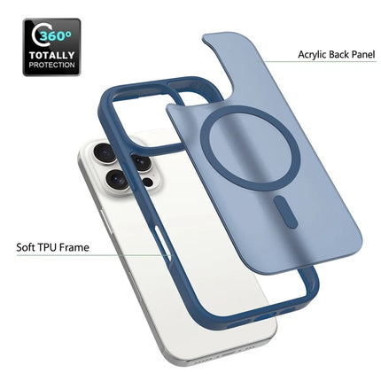 For iPhone 16 Pro Max Compatible with MagSafe TPU Frame Acrylic Back Phone Cover Skin Touch