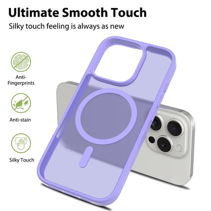 For iPhone 16 Pro Max Compatible with MagSafe TPU Frame Acrylic Back Phone Cover Skin Touch