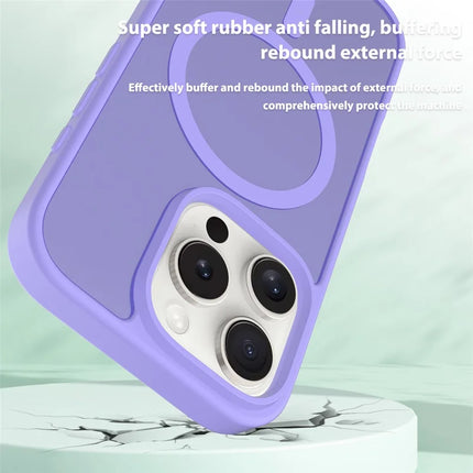 For iPhone 16 Pro Max Compatible with MagSafe TPU Frame Acrylic Back Phone Cover Skin Touch