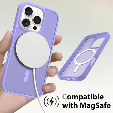 For iPhone 16 Pro Max Compatible with MagSafe TPU Frame Acrylic Back Phone Cover Skin Touch