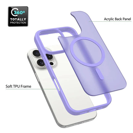 For iPhone 16 Pro Max Compatible with MagSafe TPU Frame Acrylic Back Phone Cover Skin Touch