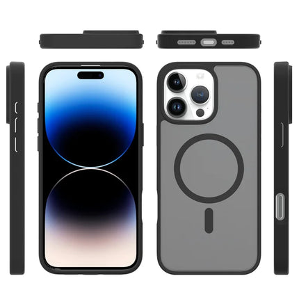 For iPhone 16 Pro Max Compatible with MagSafe TPU Frame Acrylic Back Phone Cover Skin Touch