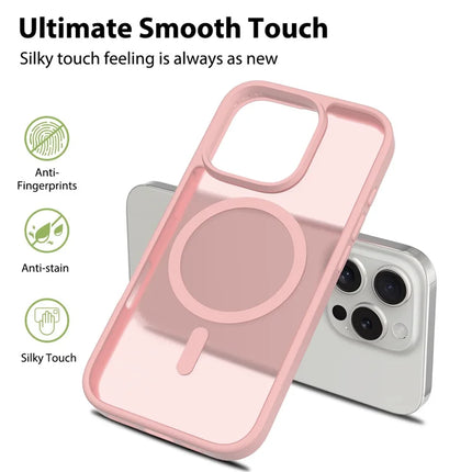For iPhone 16 Pro Max Compatible with MagSafe TPU Frame Acrylic Back Phone Cover Skin Touch