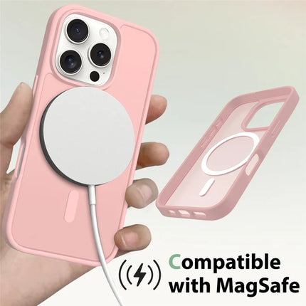 For iPhone 16 Pro Max Compatible with MagSafe TPU Frame Acrylic Back Phone Cover Skin Touch