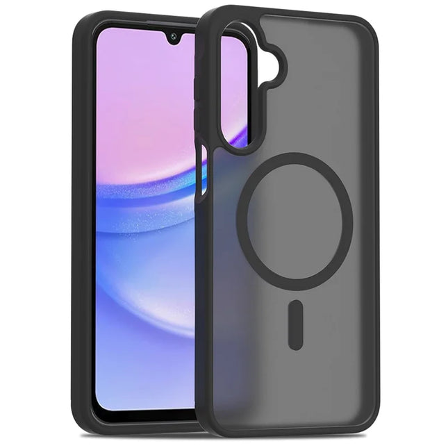For Samsung Galaxy A16 5G / A16 4G Case Compatible with MagSafe TPU Frame Acrylic Back Phone Cover Skin Touch - Black