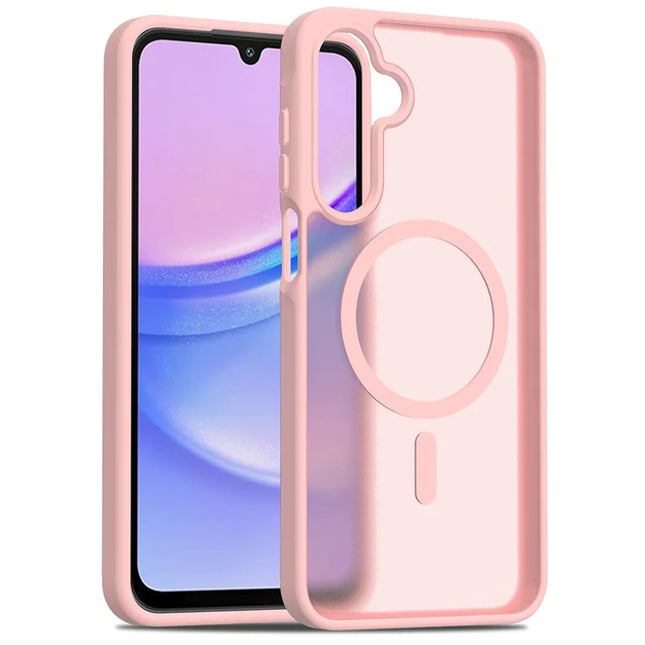 For Samsung Galaxy A16 5G / A16 4G Case Compatible with MagSafe TPU Frame Acrylic Back Phone Cover Skin Touch - Pink