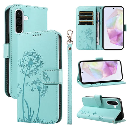 For Samsung Galaxy A36 5G Leather Case Wallet Phone Cover Dandelion Imprint - Green