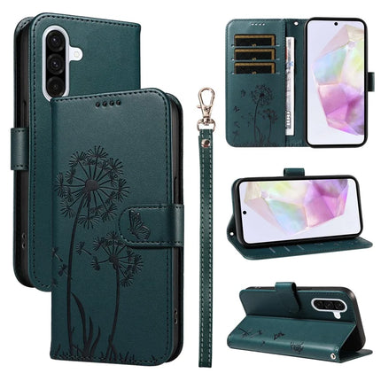 For Samsung Galaxy A36 5G Leather Case Wallet Phone Cover Dandelion Imprint - Blue