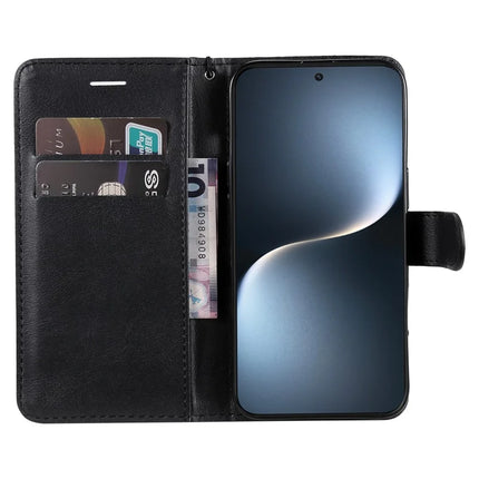 For Honor Magic7 5G Case Solid Color Leather Mobile Cover Wallet Stand with Strap