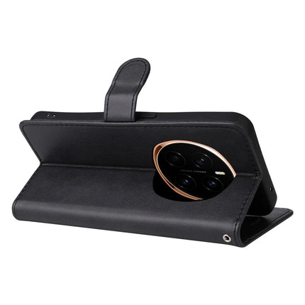 For Honor Magic7 5G Case Solid Color Leather Mobile Cover Wallet Stand with Strap